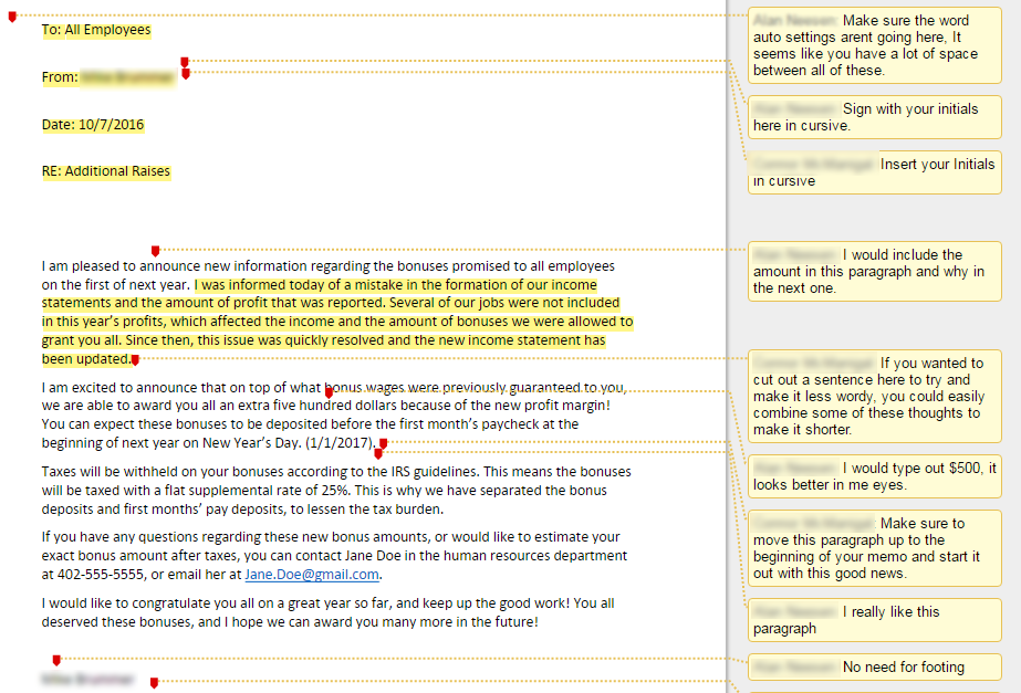 Screen grab of Canvas showing how students' annotations appear.