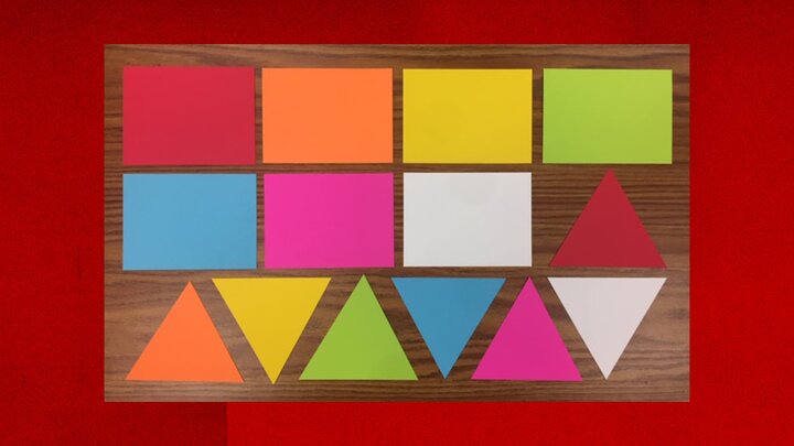 Collection of 14 cards of various colors and shapes