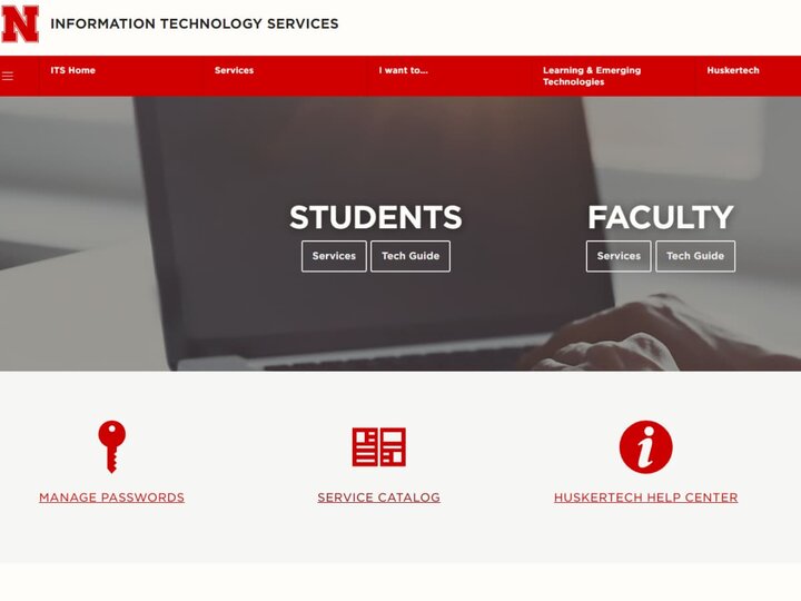 Screenshot of the UNL ITS website