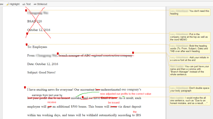 Annotations written in free-form using a pen.