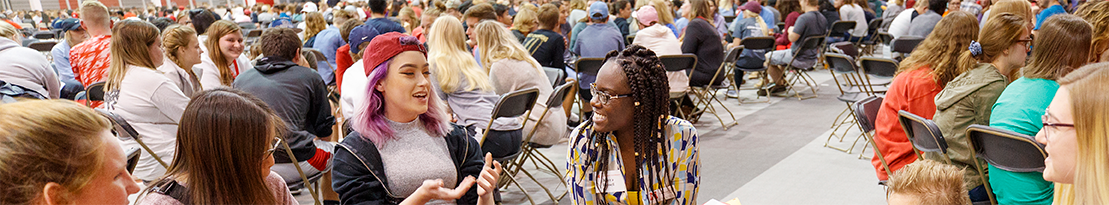 Incoming first-year students participate in Husker Dialogues, a diversity and inclusion event facilitated by more than 370 faculty, staff, and student conversation guides. Husker Dialogues is designed to introduce first-year students to tools they can use.